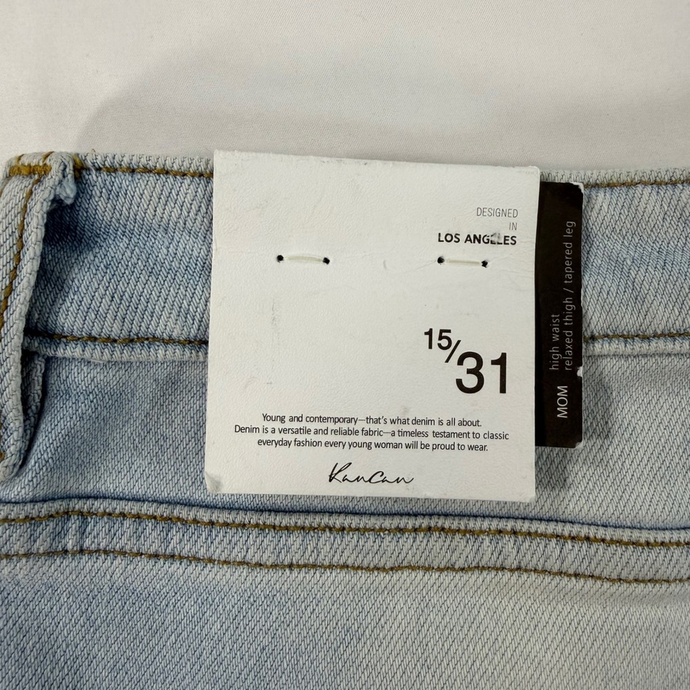 KanCan Mom Jeans Light Wash Distressed High Waist Tapered Leg Size 15/31 NEW - Picture 8 of 12
